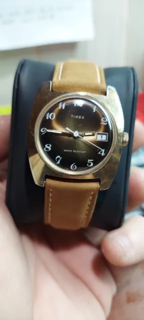 Timex Sprite 1975 Gold Tone Mens Vintage 1970s Watch