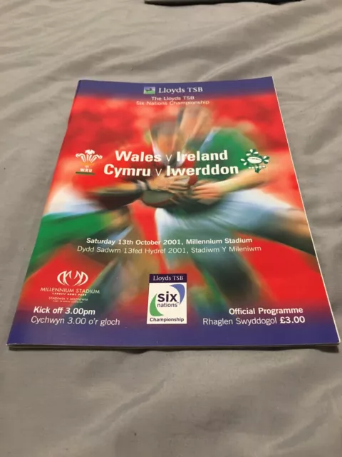 2001 Wales V Ireland Six Nations International Rugby Union Programme Vgc