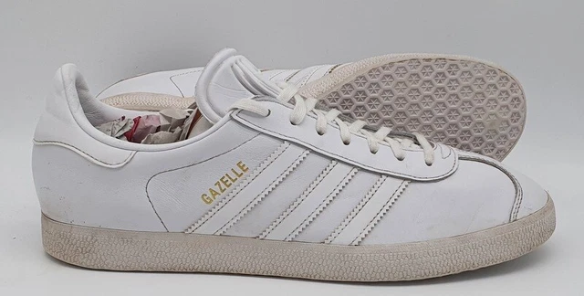 ADIDAS GAZELLE LOW Leather Trainers BB5498 Triple White UK9 US9.5