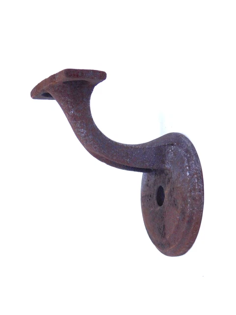 VINTAGE NOS CAST IRON Handrail STAIR RAIL Bracket CURVED 2-3/4" BASE SI