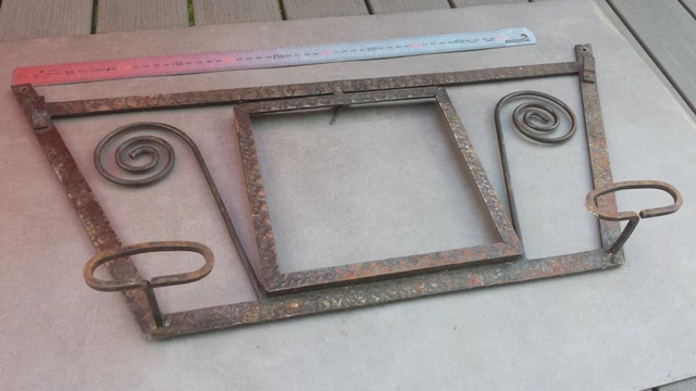 Porte manteau mural fer forgé avec miroir et tablette (lot : J4M2B6) - Ameublement