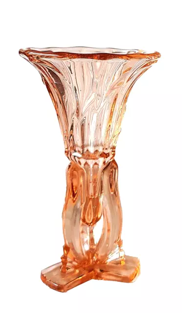 Vintage Art Deco Czech - Czechoslovakia Peachy Pink 6" 1930's Rocket Vase