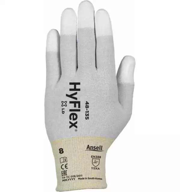 12 x Ansell Handschuh HyFlex 48-135, Gr. 6 weiß-grau