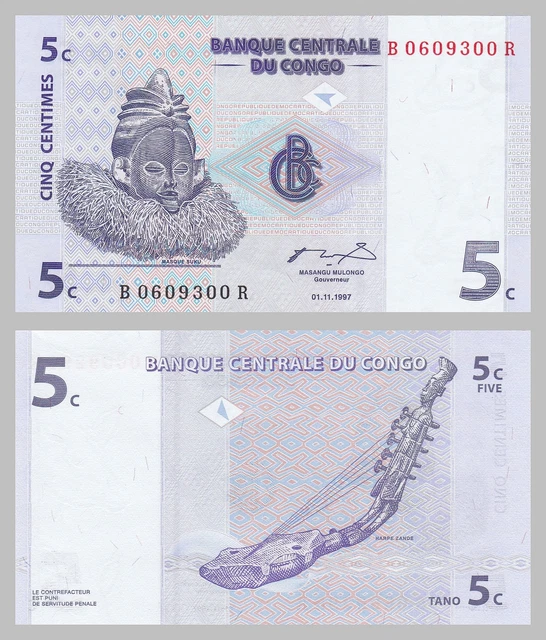 Congo / Congo Democratic Republic 5 Centimes 1997 p81a