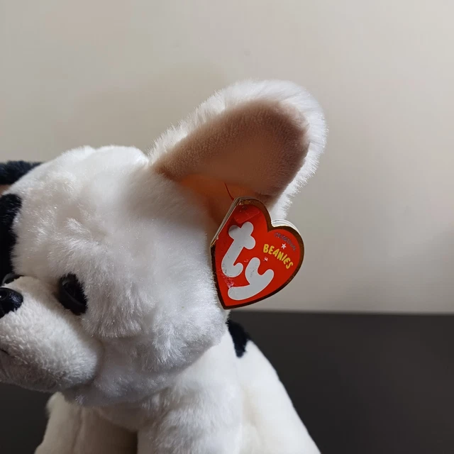 TY BEANIE BABIES Collection Marcel White & Black Dog Puppy Plush Soft