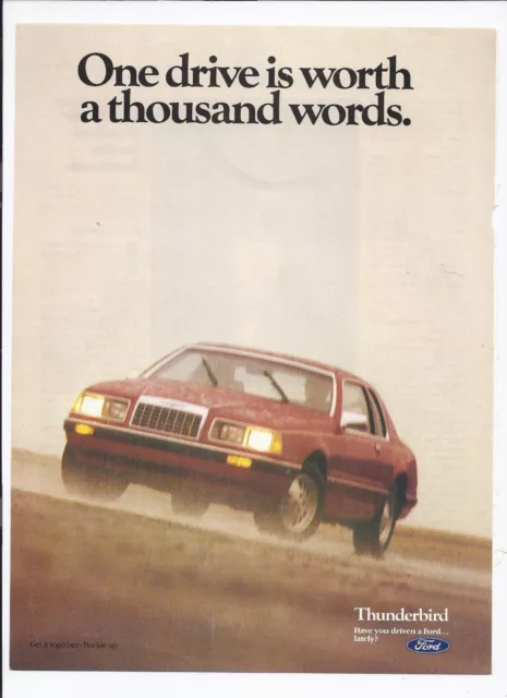 1984 Ford Thunderbird Print Ad Automobile Car 8.5" x 11"