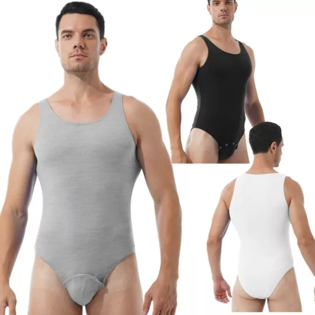 Mens One Piece Bodysuit Adult Baby Rompers Compression Tops Undershirt Shapewear