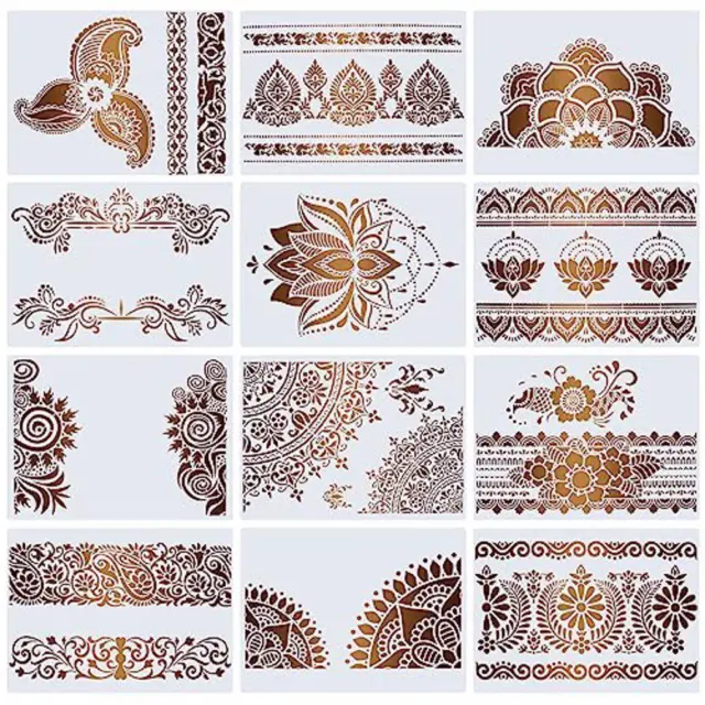 4piece Reusable Mandala Stencil For DIY Art And Crafting Projects Suitable