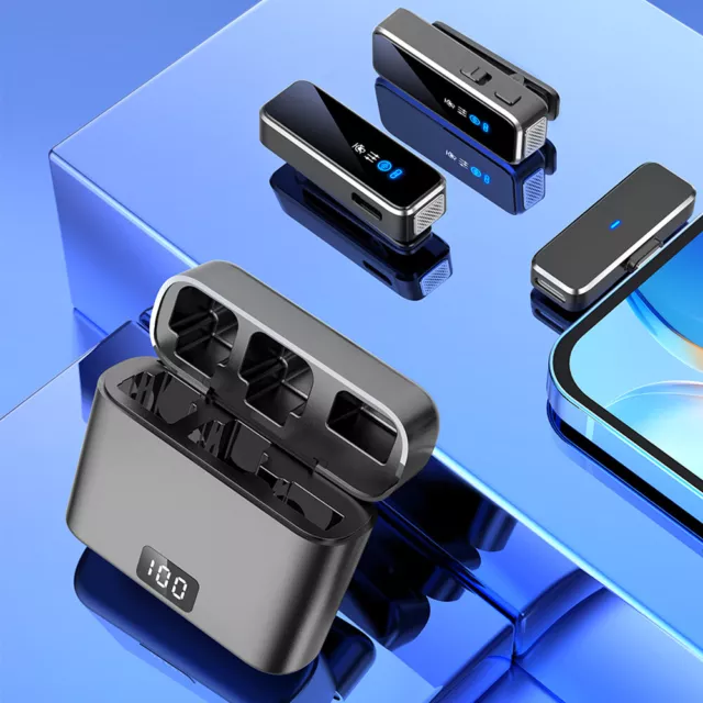 2X MIC Wireless Lapel Microphone With Charging Box For Type C For Iphone IOS