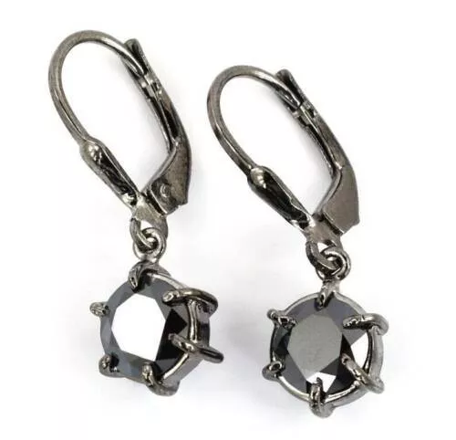 5 Ct Black Diamond Dangle Earring Lever Back Setting AAA Certified ! Ideal Gift