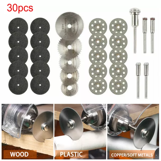 30PCS Cutting Wheel Set for Mini Drill Dremel Rotary Tool Accessories  Mandrel