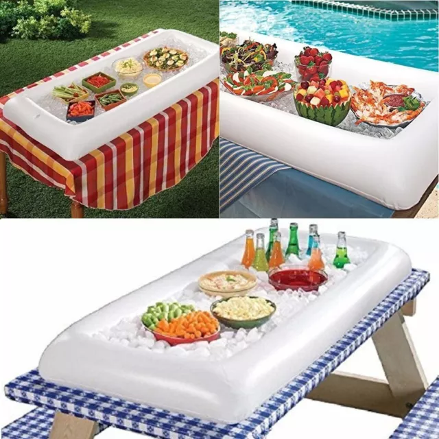 Floating 20" x 51" Table Bar Serving Buffet Tray Ice Drink Holder Pool Party