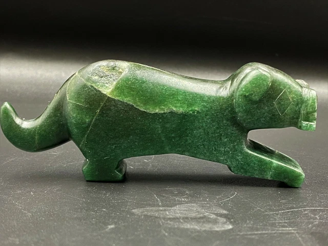 Ancient Pyu culture  Green Aventurine carved Jade  Tiger figure Amulet Bead