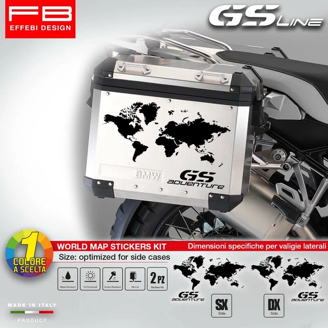 Stickers Line Complete Decal Kit For BMW R1200 / R1250 GS Adventure Panniers – Compatible With 2013+ Suitcases, Made In Italy