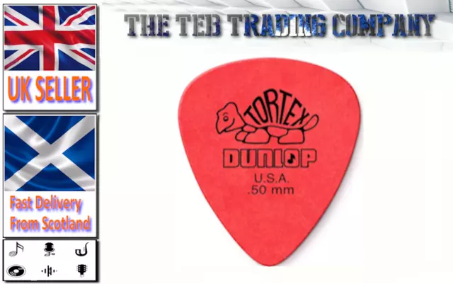 Dunlop Tortex Standard Guitar Picks - Red 0.50mm - 1,2,3,6,12,20,50