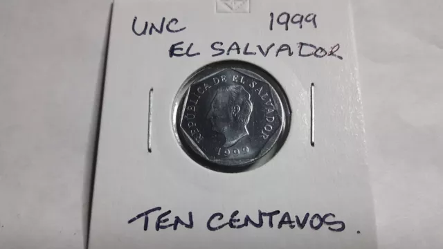 @@@ A Superb  Unc 1999 El Salvador Ten Centavos ,,@@@