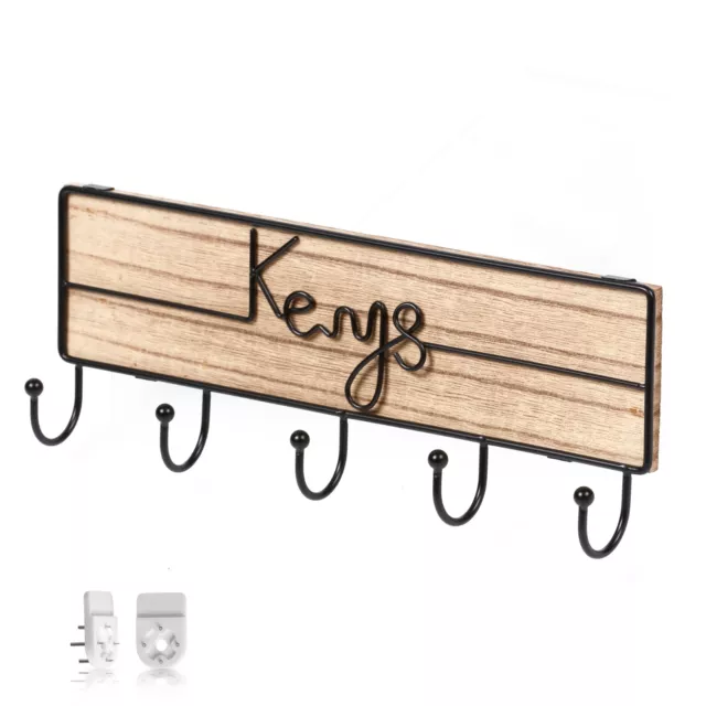Wall Mounted Key Rack with 5 hooks Entryway Rustic and Boho Decor Key hanger key
