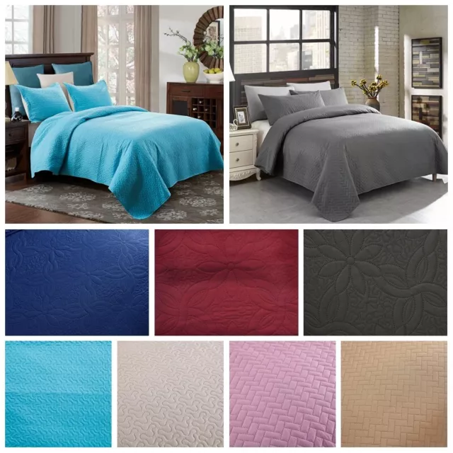 JML Bedspread Coverlet Set 3-Piece Oversized Bed Cover Ultrasonic Quilt