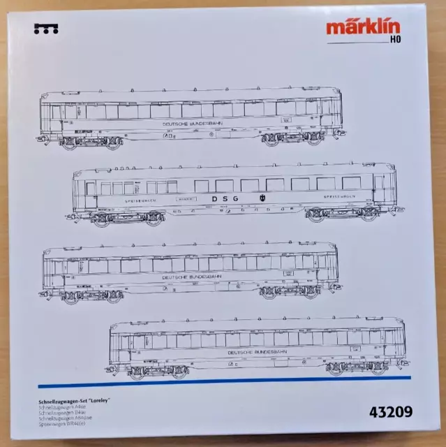 Märklin H0. Artikel 43209. Schnellzugwagen-Set "Loreley". In OVP.