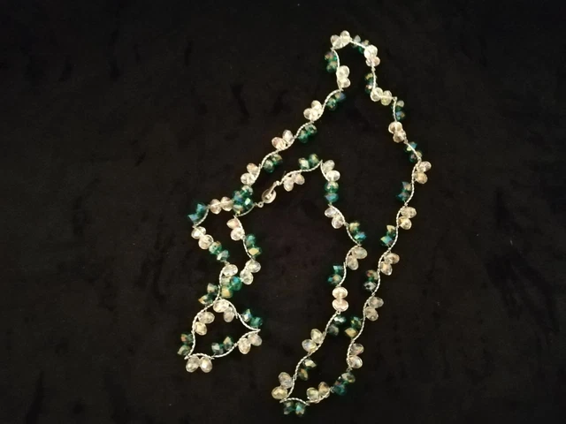 Collier Ancien Vintage En Verre Chevron Et Perles De Verre - Fait Main Népal