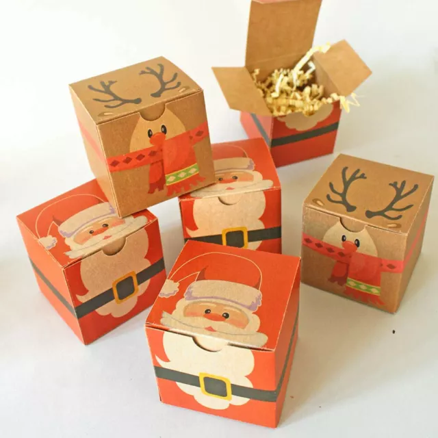 PACK DE 5 CAJAS NAVIDAD.  KRAFT (6,50 x 6,50 x 6,50 CM)