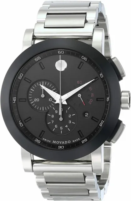 Movado Men's 0607673 Museum Sport Stainless Steel Black Dial Swiss Chrono Watch