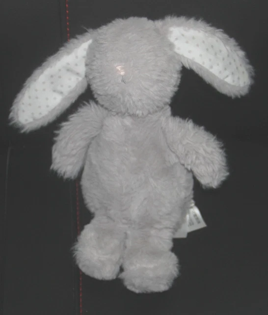 doudou peluche lapin gris clair blanc pois cyrillus  état neuf