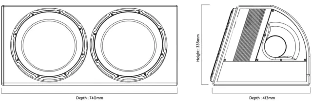 Neu Edge Twin 12" verstärkte Box 1800w Auto Audio Aktiver Subwoofer 3