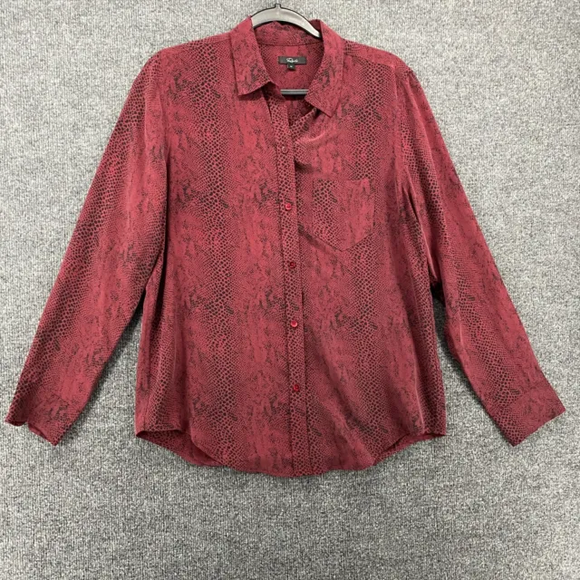 Rails Shirt Womens Size M Silk Kate Red Python Snake Print Button Up Long Sleeve