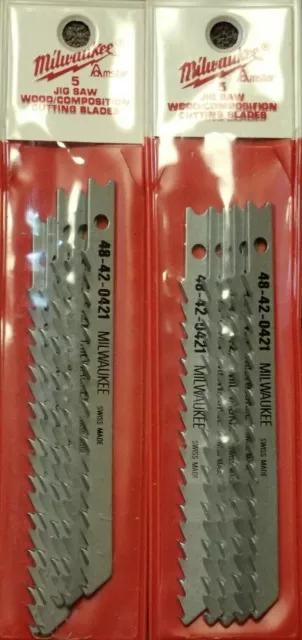 10-pc 48-42-0421 Milwaukee 6-T, 5/16" W Jig Saw Blades 3-5/8"L Wood (BN38)
