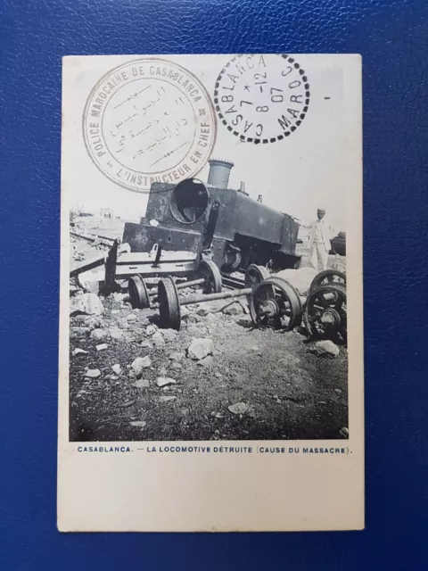 CPA Maroc Casablanca . Locomotive Détruite .