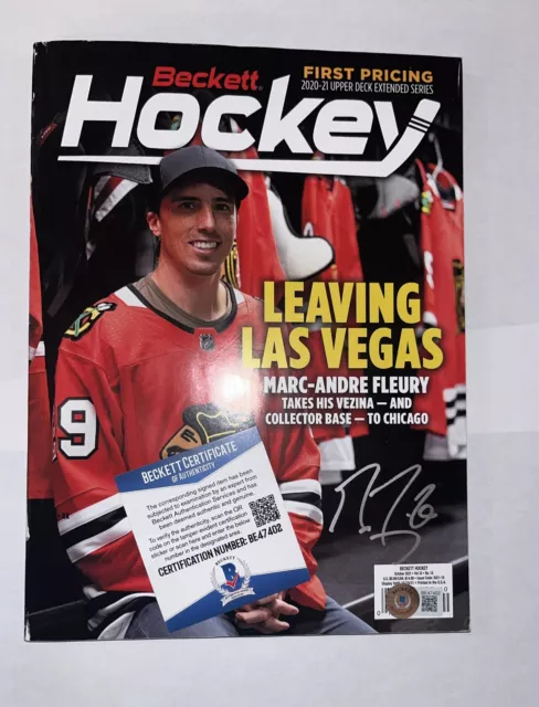 Marc Andre Fleury Autographed Magazine Blackhawks Magazine W/ COA Beckett Hockey