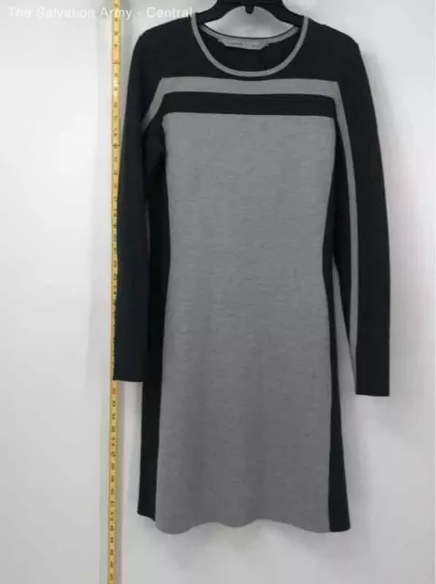 Athleta Womens Gray Black Long Sleeve Crew Neck Sweater Dress Size Medium