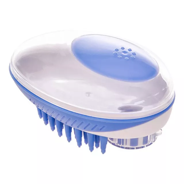 fr Dog Cat Bath Massage Brush Comb Pet Soft Hair Fur Grooming Tools (Blue)