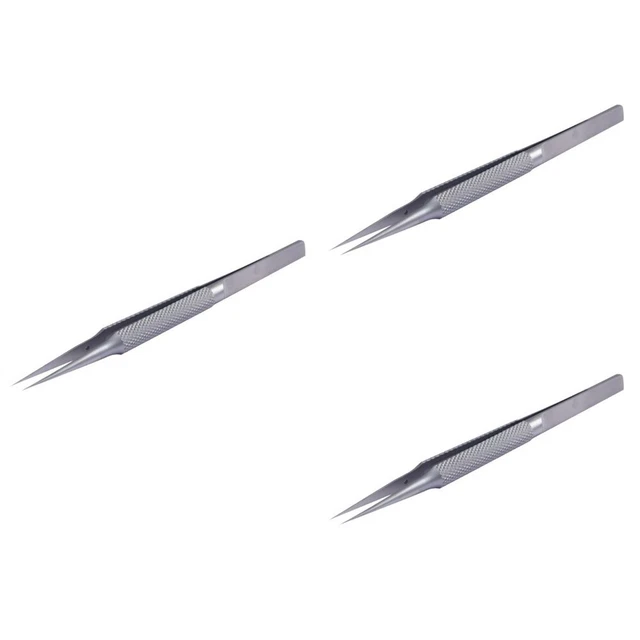 3 PIEZAS 0,15mm Acero Inoxidable Puntilla Recta Alta Precisión Pinzas Herramienta de Reparación