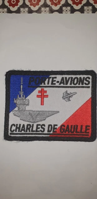 Patch Brodé Thermocollant Charles De Gaulle Rafale - Dim. 9x6,5cm, Avion Chasse Marine - Fermeture Fer à Repasser