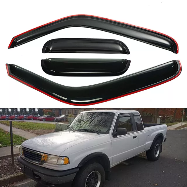 4pcs Window Visors Fit Ford Ranger 1999-2011 Rain Deflectors Wind Sun Shade Vent