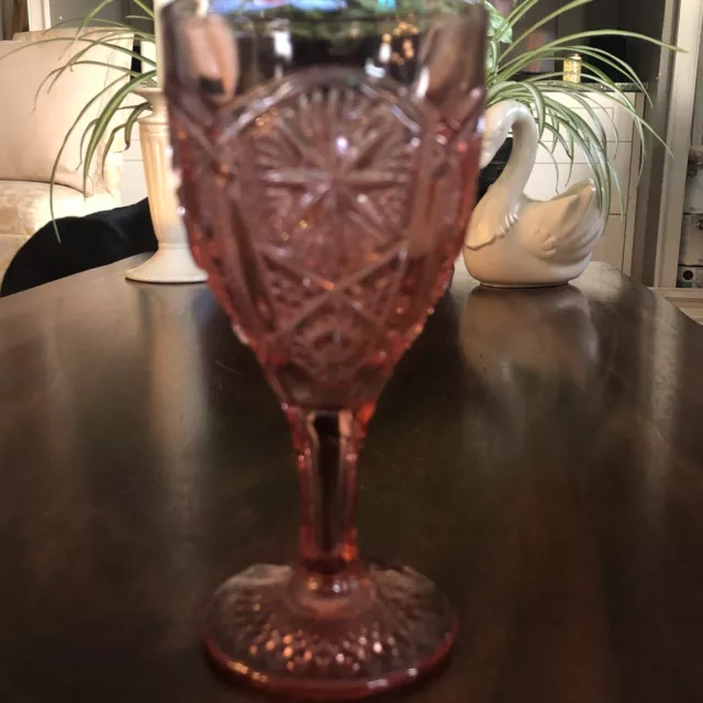 Vintage Imperial Glass Ohio Mogul Variant 8 Oz. Pink Water Goblet