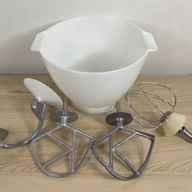 Kenwood Chef Mixing Bowl 28434 And 4 Attachments Dough Hooks, Balloon Whisk