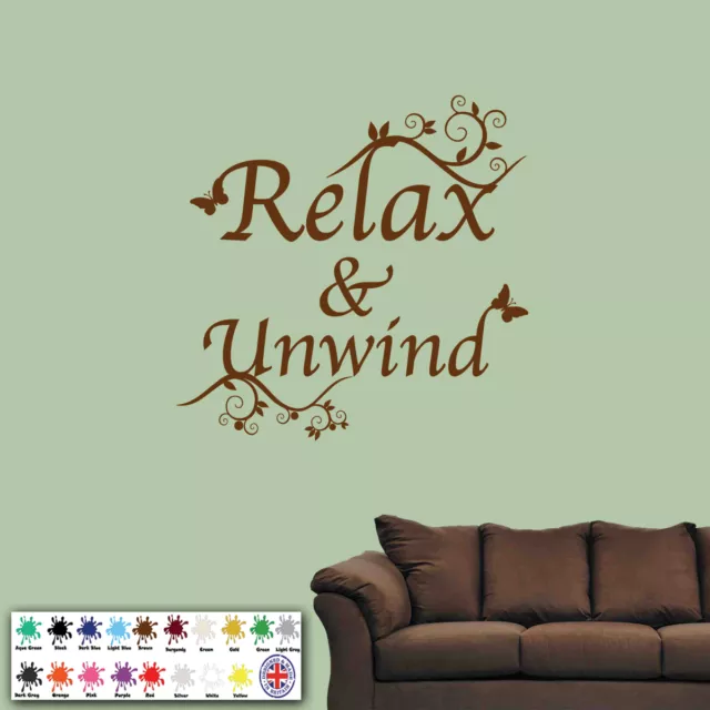 Relax & Unwind Wall Sticker, Butterfly Wallart, Decal, Vinyl
