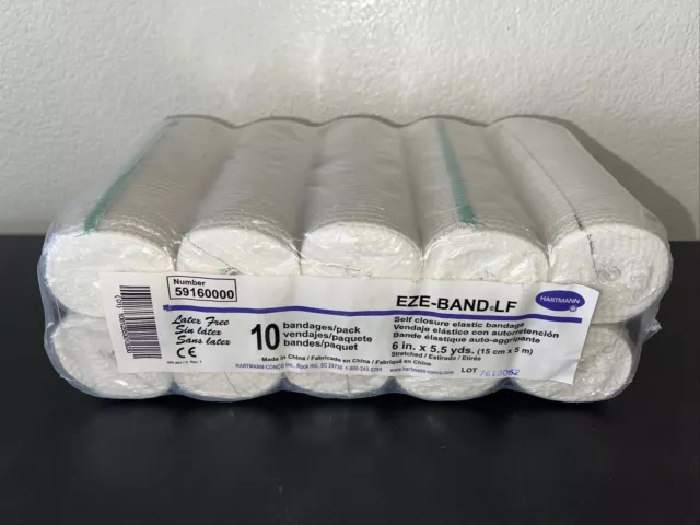 Paquete de 10 vendajes elásticos Hartmann Deluxe 6 in X 5,5 yardas 6 in. NUEVO SELLADO