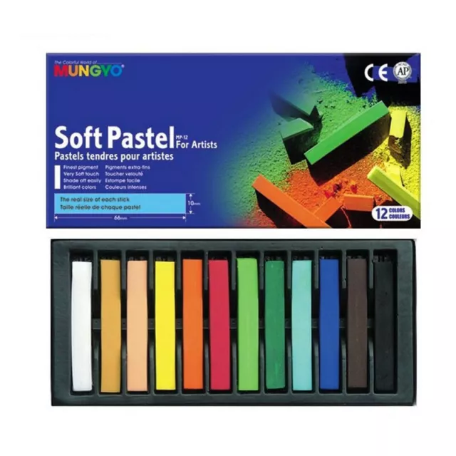 Lot de 12 Pastels tendres pour artistes, Pigments extra-fins, 6,6 x 1 cm