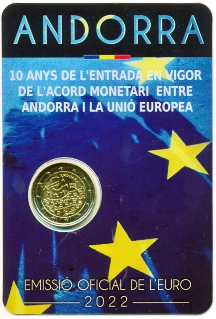 Andorra 2 € Euro GM 2022 BU im Blister, 10 Jahre Währungsvereinbarung Andorra-EU