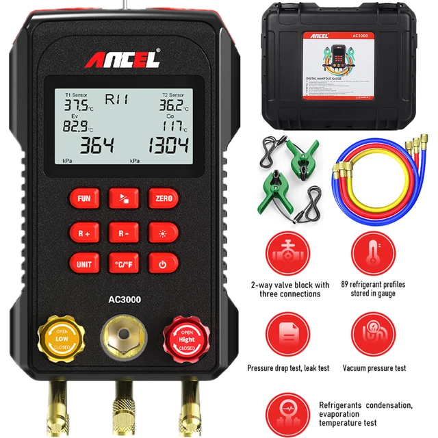 Digital Manifold Refrigeration Gauge Tester AC HVAC Vacuum Pressure Temperature Digital Manifold Refrigeration Gauge Tester AC HVAC Vacuum Pressure Temperature