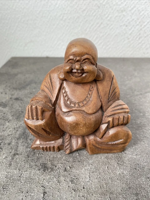 Sensationnel grand Bouddha chinois antique en bois sculpté et doré sur