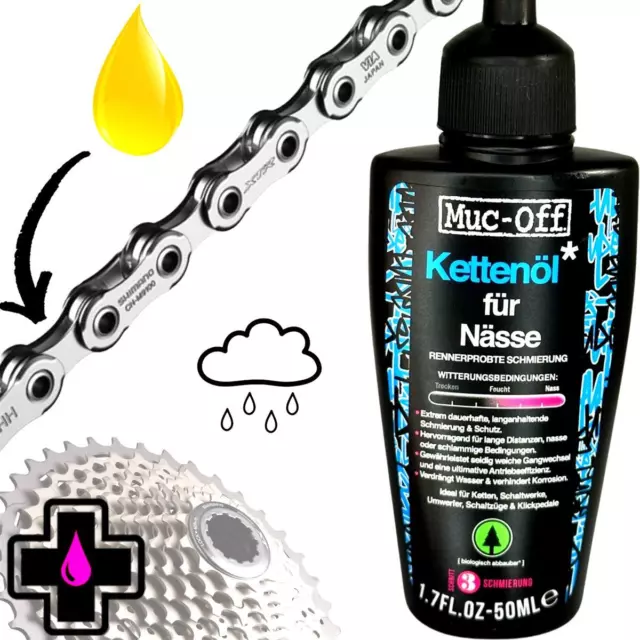 Muc-Off Fahrrad Kettenöl Wet Lube 50ml Fahrrad Schlecht Wetter Öl Pflege Kette