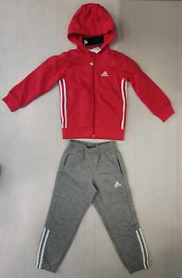 3805/24 Adidas Tuta Ginnasatica 3 Stripes Felpa Pantalone Bambino Junior Ay8010
