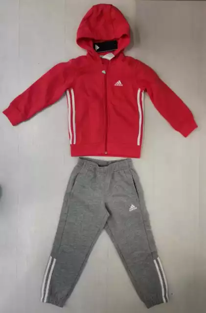 3805/24 Adidas Tuta Ginnastica 3 Stripes Felpa Pantalone Bambino Junior Ay8010