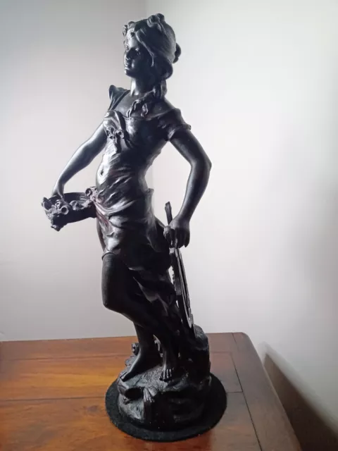 French Spelter figure 'Les Muses' L&F  Moreau 19th Century original.
