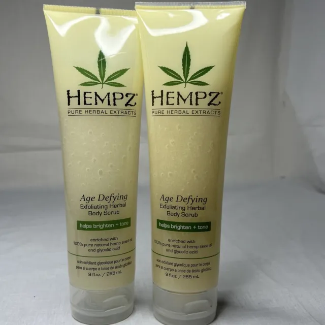 2x Hempz Age Defying Exfoliating Herbal Body Scrub Wash helps brighten + tone